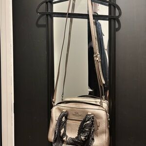 Coach Silver Crossbody Bag with Structured Design